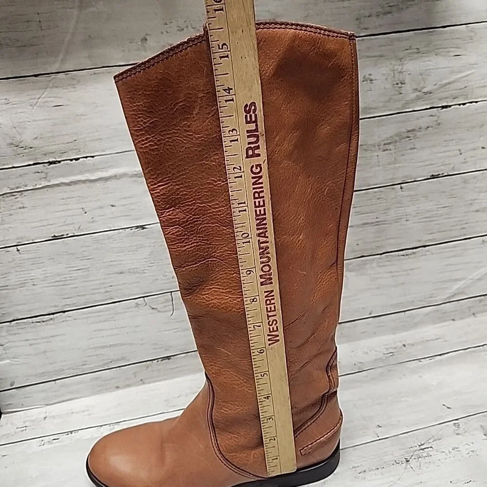 1937 Footwear Italy Tan Leather Knee High Riding  Boots Womens Size 8
